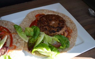 Burger and Beans Wrap With Salad Leaves