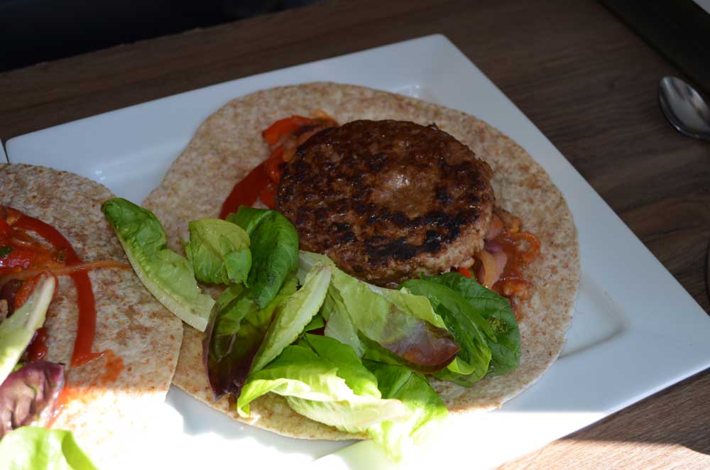 Burger and Beans Wrap With Salad Leaves