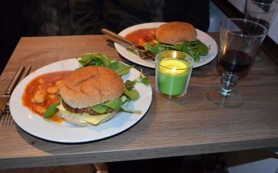 Simple Vegan Dinner-Burger and Bean Salad